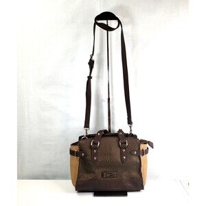 Rosettie Brown Bronze Leather Pebbled Crossbody Purse Handbag